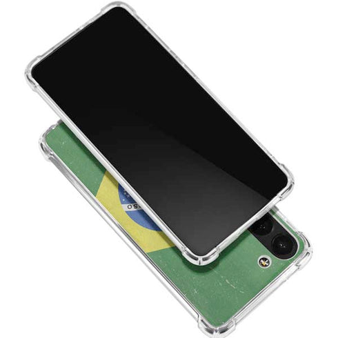 Brazil Flag Distressed Galaxy S24 FE Clear Case